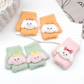 Beebide talvised sõrmikud 0–3 aastat, unisex, kootud veluurist, karikatuurimustriga, soojad.