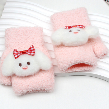 Beebide talvised sõrmikud 0–3 aastat, unisex, kootud veluurist, karikatuurimustriga, soojad.