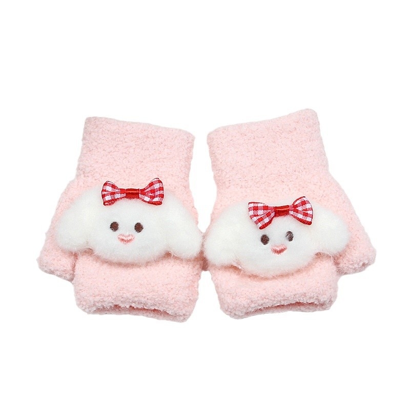 Beebide talvised sõrmikud 0–3 aastat, unisex, kootud veluurist, karikatuurimustriga, soojad.