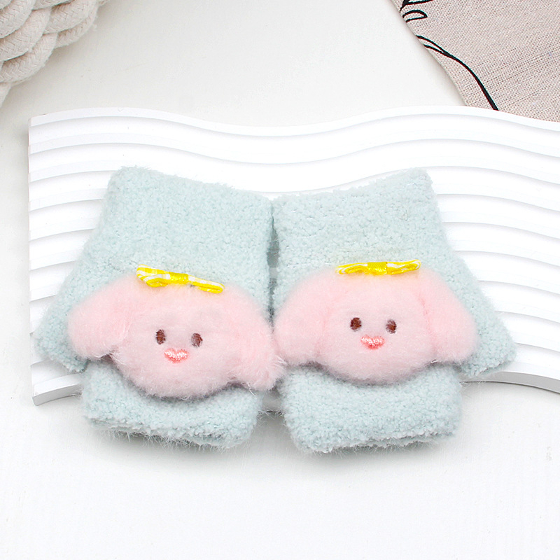 Beebide talvised sõrmikud 0–3 aastat, unisex, kootud veluurist, karikatuurimustriga, soojad.