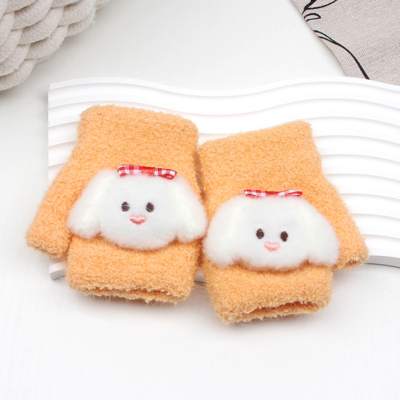 Beebide talvised sõrmikud 0–3 aastat, unisex, kootud veluurist, karikatuurimustriga, soojad.