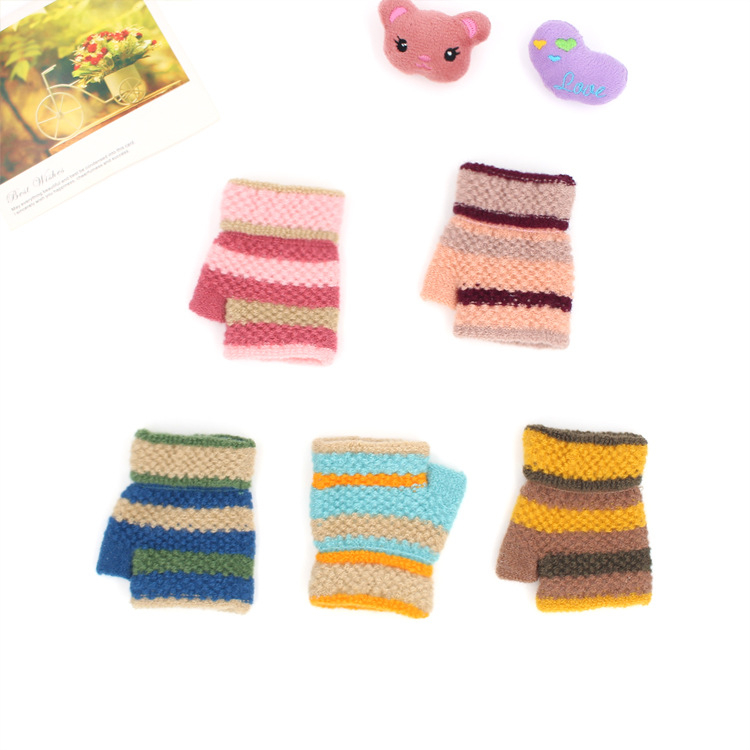 Beebide poole sõrmega kudumiskindad, unisex, triibuline muster, hoiavad sooja, 1–3 aastat, talv–kevad–sügis