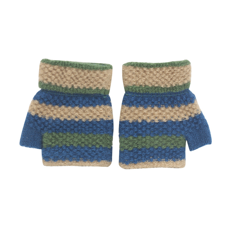 Beebide poole sõrmega kudumiskindad, unisex, triibuline muster, hoiavad sooja, 1–3 aastat, talv–kevad–sügis