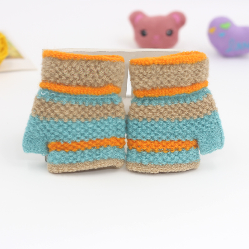 Beebide poole sõrmega kudumiskindad, unisex, triibuline muster, hoiavad sooja, 1–3 aastat, talv–kevad–sügis