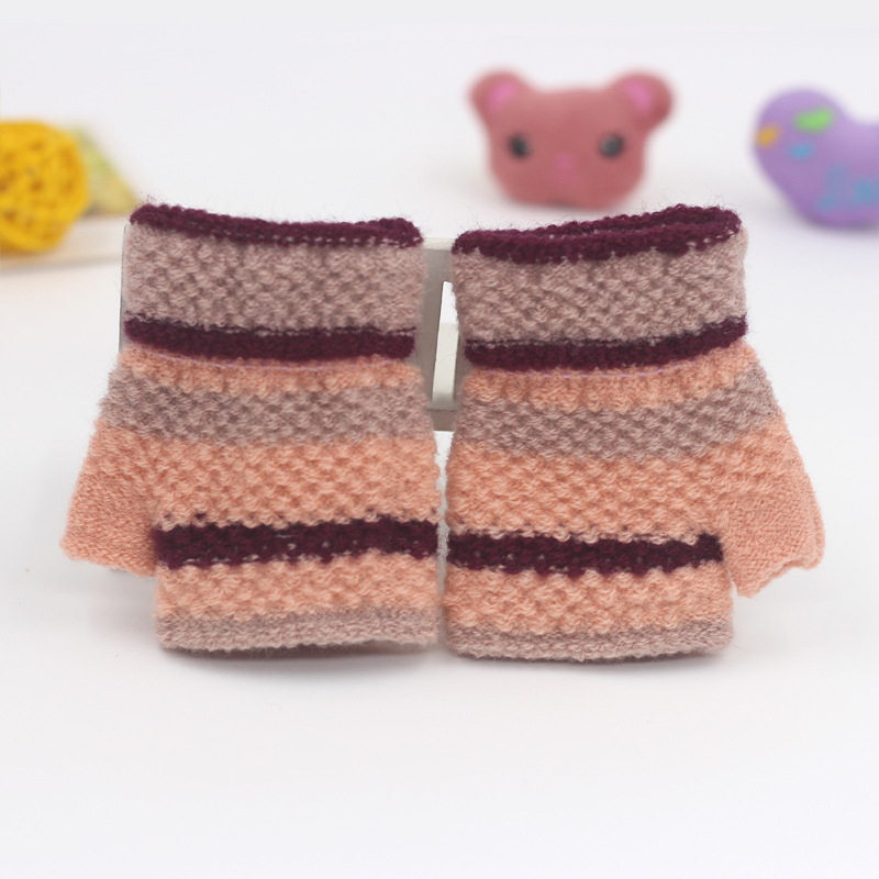 Beebide poole sõrmega kudumiskindad, unisex, triibuline muster, hoiavad sooja, 1–3 aastat, talv–kevad–sügis