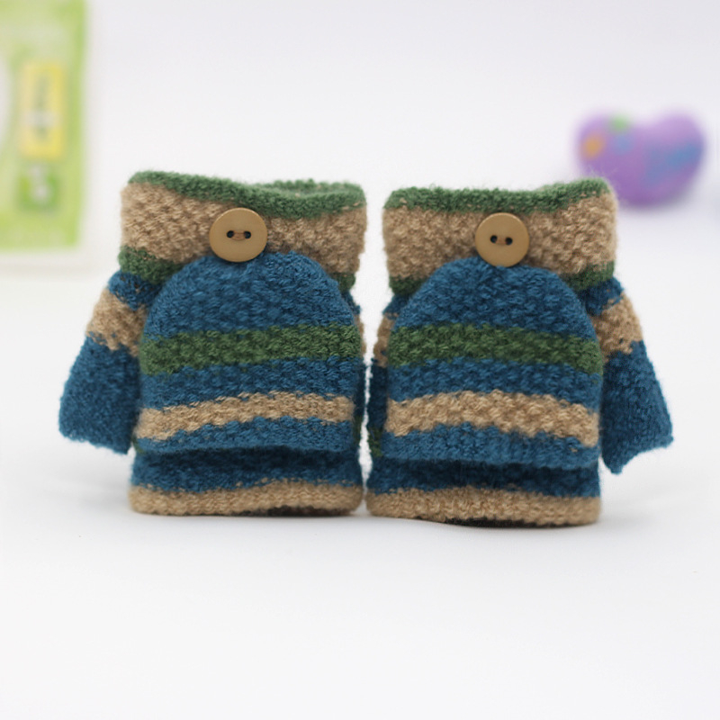 Beebide poole sõrmega kudumiskindad, unisex, triibuline muster, hoiavad sooja, 1–3 aastat, talv–kevad–sügis