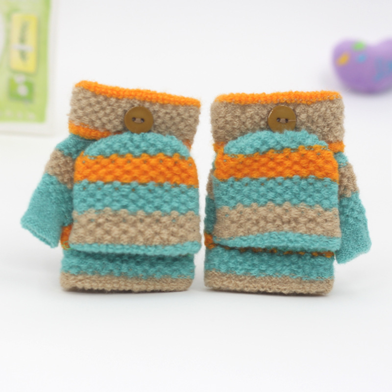 Beebide poole sõrmega kudumiskindad, unisex, triibuline muster, hoiavad sooja, 1–3 aastat, talv–kevad–sügis