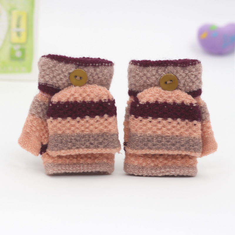 Beebide poole sõrmega kudumiskindad, unisex, triibuline muster, hoiavad sooja, 1–3 aastat, talv–kevad–sügis