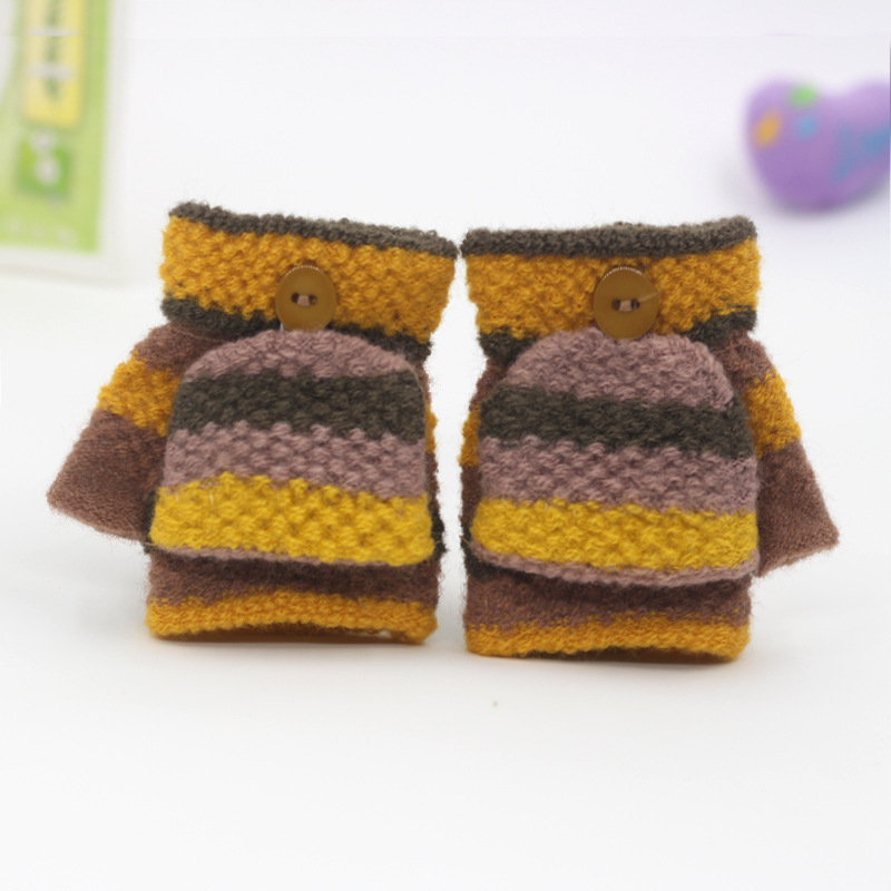 Beebide poole sõrmega kudumiskindad, unisex, triibuline muster, hoiavad sooja, 1–3 aastat, talv–kevad–sügis