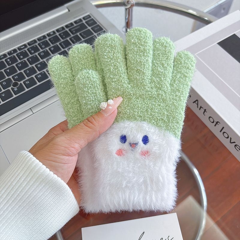 Vaikų žieminės pirštinės su penkiais pirštais, storos, atsparios dėvėjimui, cartoon stiliaus, lauko dviračio važiavimui