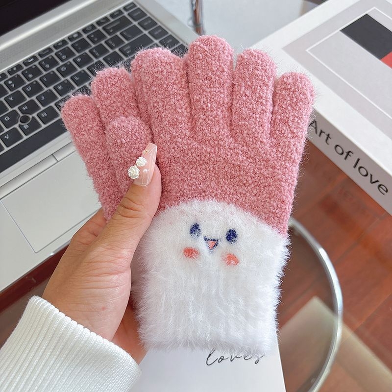 Vaikų žieminės pirštinės su penkiais pirštais, storos, atsparios dėvėjimui, cartoon stiliaus, lauko dviračio važiavimui