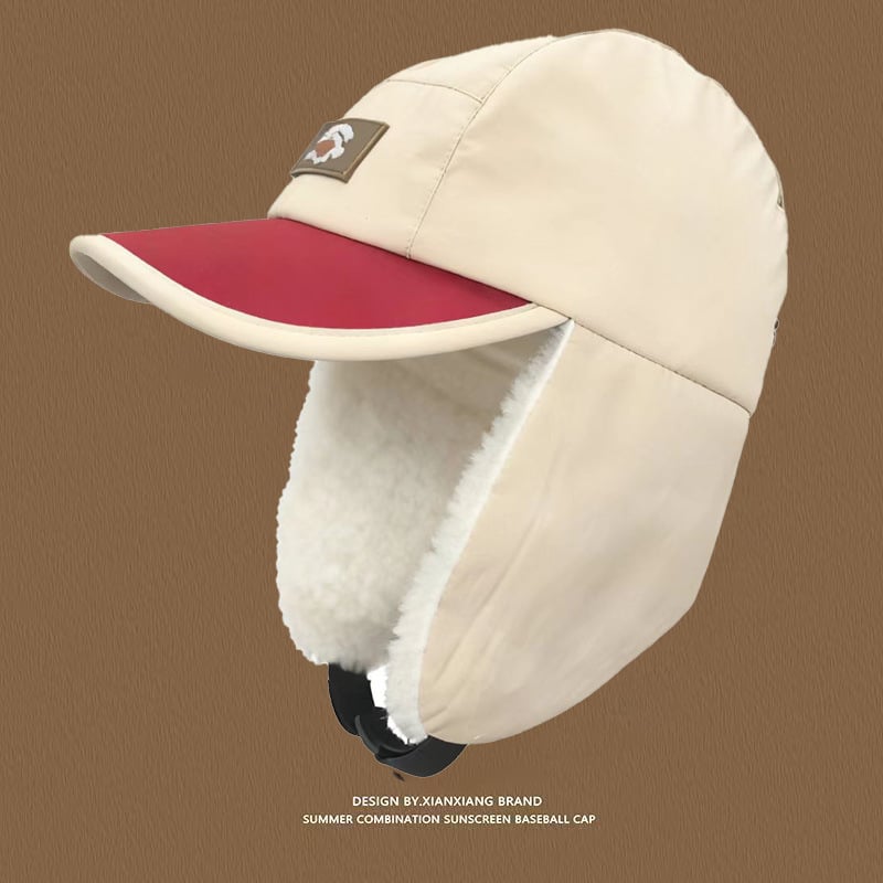 Шапка Лей Фън за деца - зимна плюшена куполна шапка с извита козирка