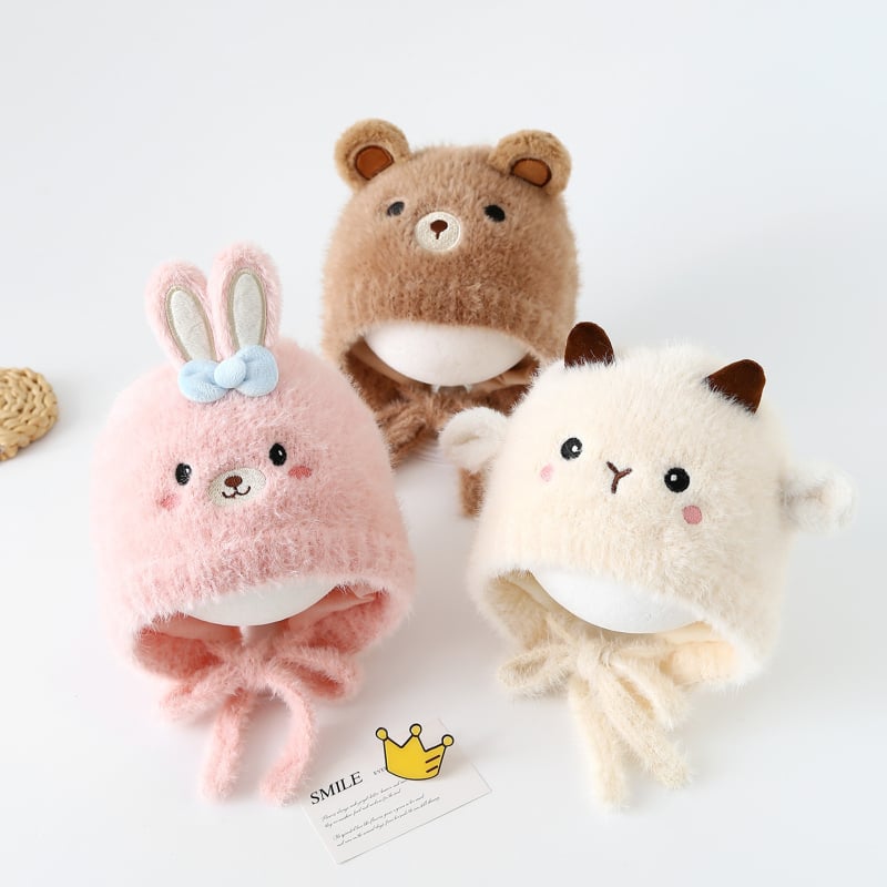 Детска плюшена зимна шапка за уши, куполен стил, топла и ветроустойчива