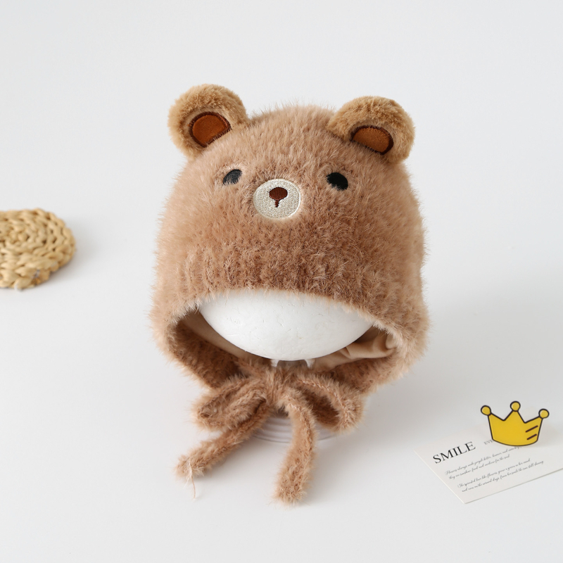 Детска плюшена зимна шапка за уши, куполен стил, топла и ветроустойчива