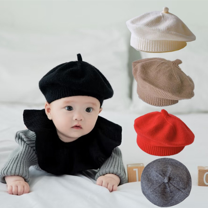 Jesen–zimska beretka za bebe, unisex, topla pletena kapa, bebi kapa, slikarski stil