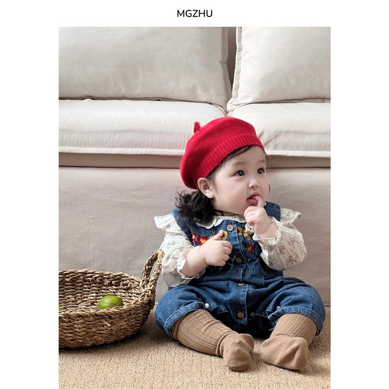 Jesen–zimska beretka za bebe, unisex, topla pletena kapa, bebi kapa, slikarski stil