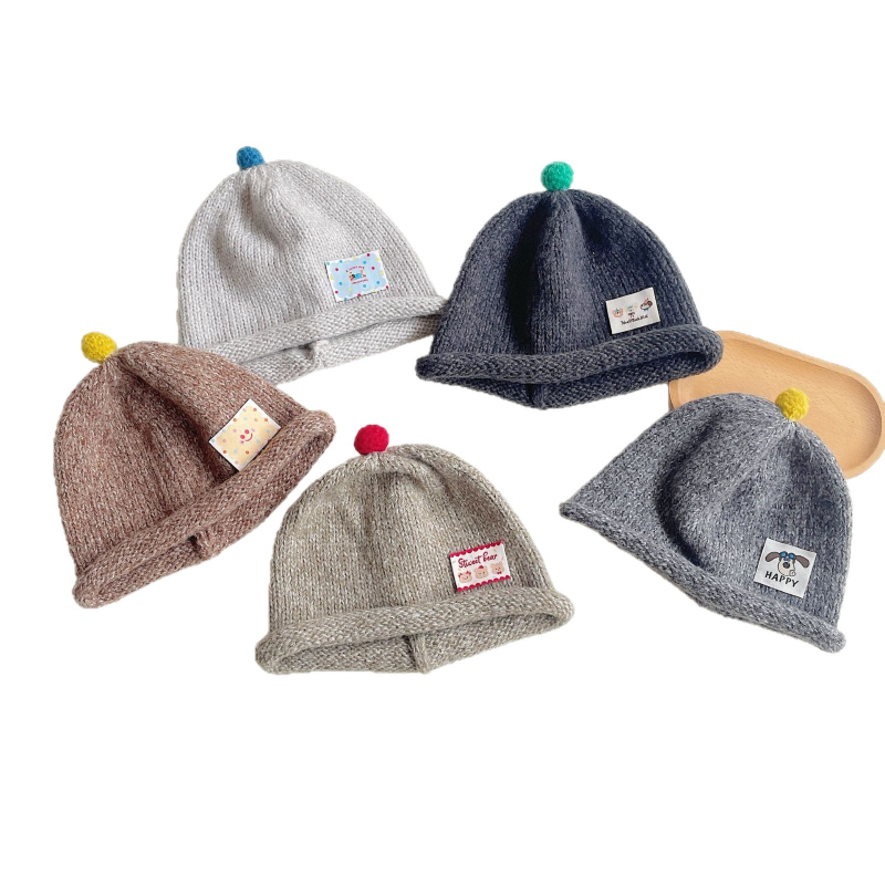 Koreanski stil pletene kapa za djecu za zimu s retro savijenim rubom, za dječake i djevojčice