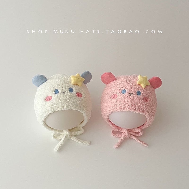 Бебешка зимна плетена шапка с дебела плюшена подплата, ушна защита, ветроустойчива жакардова шапка