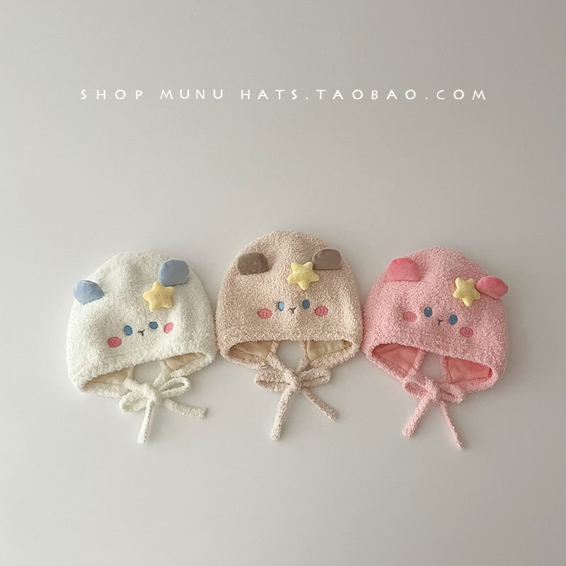 Бебешка зимна плетена шапка с дебела плюшена подплата, ушна защита, ветроустойчива жакардова шапка