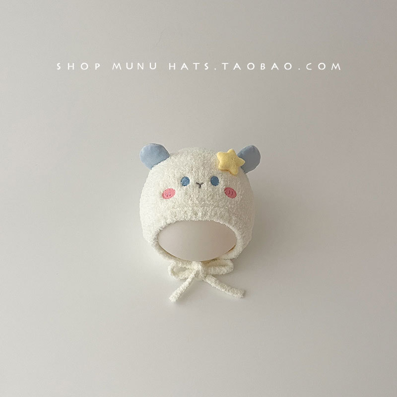 Бебешка зимна плетена шапка с дебела плюшена подплата, ушна защита, ветроустойчива жакардова шапка