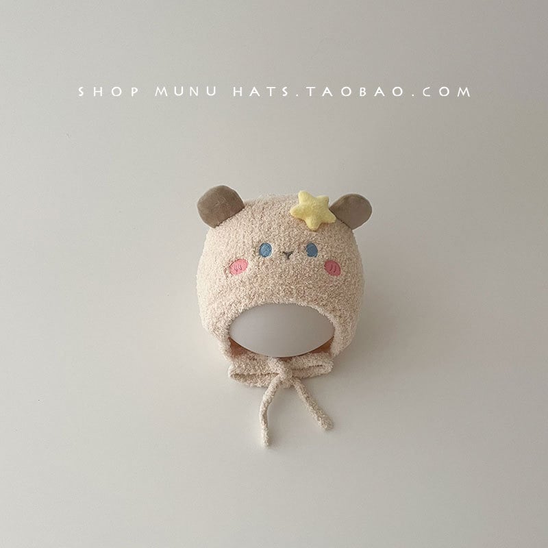 Бебешка зимна плетена шапка с дебела плюшена подплата, ушна защита, ветроустойчива жакардова шапка