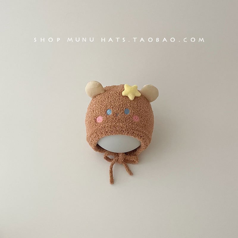 Бебешка зимна плетена шапка с дебела плюшена подплата, ушна защита, ветроустойчива жакардова шапка