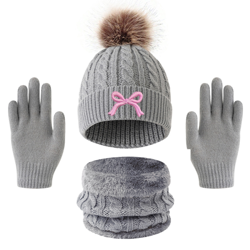 Детски плетен комплект: шапка, шал и ръкавици — зима, акрил, висока корона, без козирка, модел YC8038