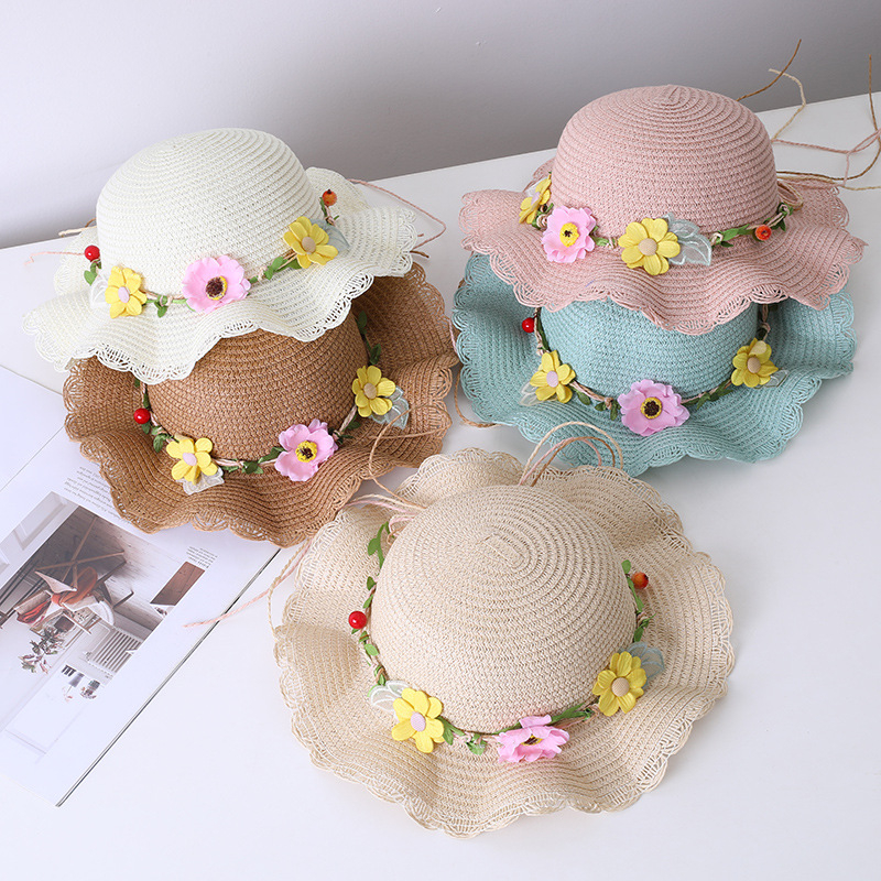 Gyerek szalmasapka széles karimával, kupola alakú koronával, légáteresztő, napsugár elleni védelem