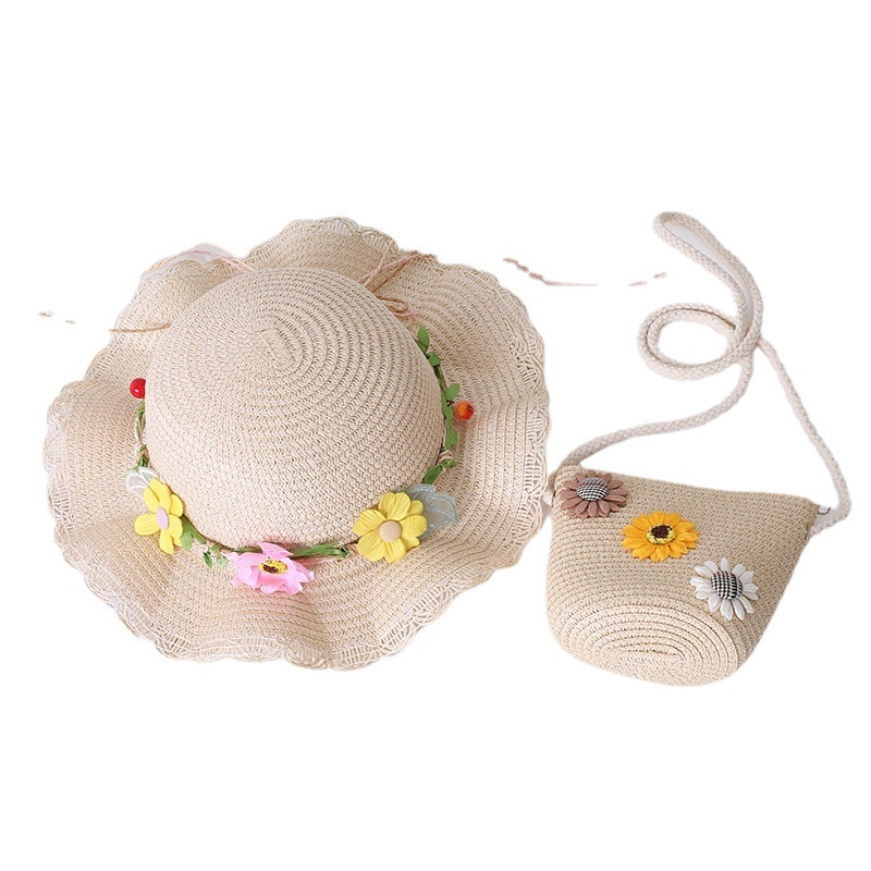 Gyerek szalmasapka széles karimával, kupola alakú koronával, légáteresztő, napsugár elleni védelem