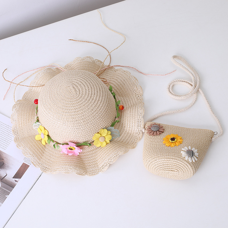 Gyerek szalmasapka széles karimával, kupola alakú koronával, légáteresztő, napsugár elleni védelem