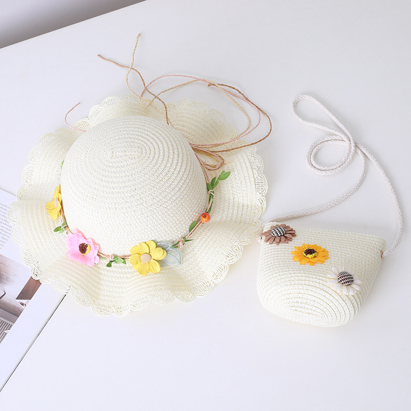 Gyerek szalmasapka széles karimával, kupola alakú koronával, légáteresztő, napsugár elleni védelem