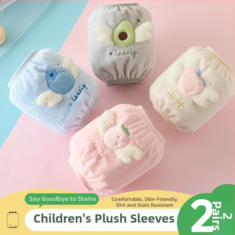 Laste veluurist varrukakaitsed – Mustuse vastane, Sügis–Talve hooaeg, Multikas muster, Vanusegrupp: 1–3 ja 3–8 aastat, Materjal: Muu