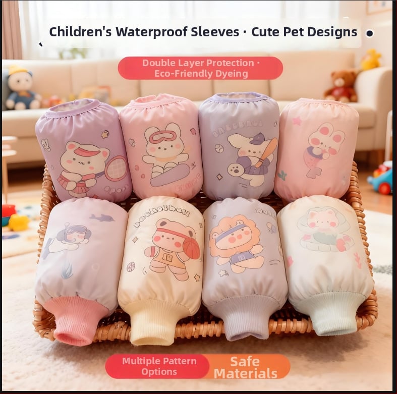 Anti-fouling cartoon pattern laste varrukad talveks, polüester, unisex, vanusegrupid 1–3, 3–8, 8–13