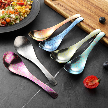 Κουταλάκι από καθαρό τιτάνιο με μοτίβο πάγου-κρυστάλλου και σφυρήλατη υφή, αντιβακτηριακό, μοντέρνος απλός σχεδιασμός για φαγητό και σούπα.