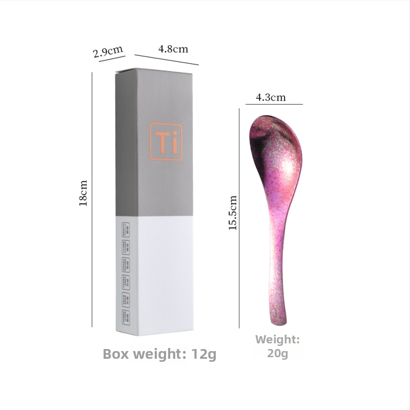 Κουταλάκι από καθαρό τιτάνιο με μοτίβο πάγου-κρυστάλλου και σφυρήλατη υφή, αντιβακτηριακό, μοντέρνος απλός σχεδιασμός για φαγητό και σούπα.