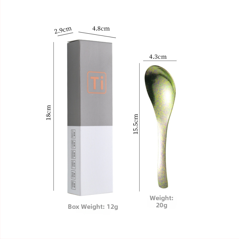 Κουταλάκι από καθαρό τιτάνιο με μοτίβο πάγου-κρυστάλλου και σφυρήλατη υφή, αντιβακτηριακό, μοντέρνος απλός σχεδιασμός για φαγητό και σούπα.