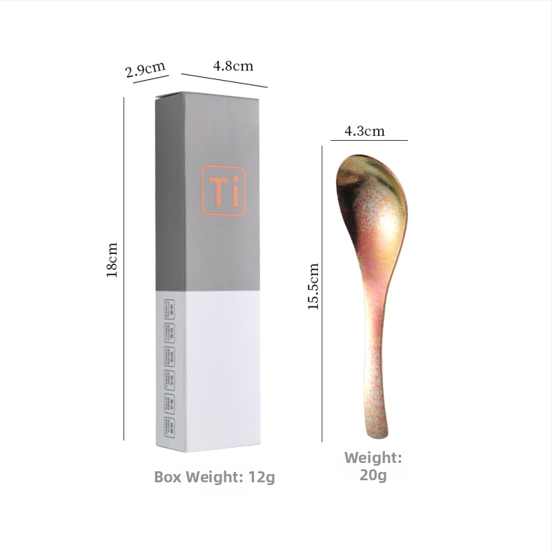 Κουταλάκι από καθαρό τιτάνιο με μοτίβο πάγου-κρυστάλλου και σφυρήλατη υφή, αντιβακτηριακό, μοντέρνος απλός σχεδιασμός για φαγητό και σούπα.