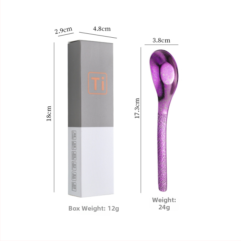 Κουταλάκι από καθαρό τιτάνιο με μοτίβο πάγου-κρυστάλλου και σφυρήλατη υφή, αντιβακτηριακό, μοντέρνος απλός σχεδιασμός για φαγητό και σούπα.