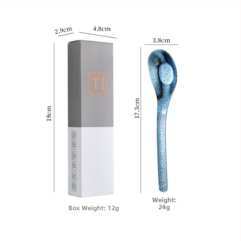 Κουταλάκι από καθαρό τιτάνιο με μοτίβο πάγου-κρυστάλλου και σφυρήλατη υφή, αντιβακτηριακό, μοντέρνος απλός σχεδιασμός για φαγητό και σούπα.