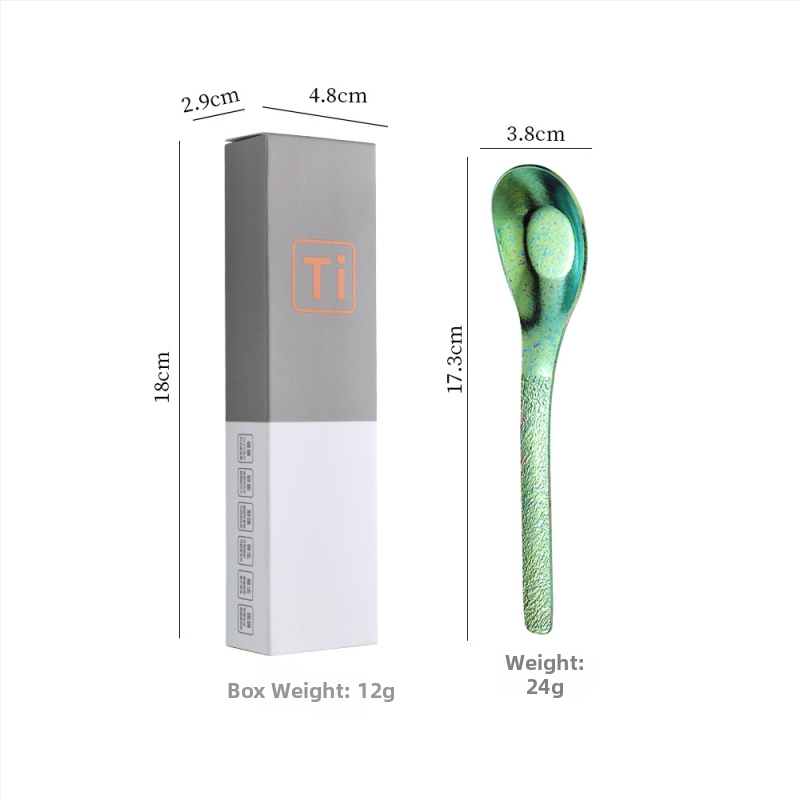 Κουταλάκι από καθαρό τιτάνιο με μοτίβο πάγου-κρυστάλλου και σφυρήλατη υφή, αντιβακτηριακό, μοντέρνος απλός σχεδιασμός για φαγητό και σούπα.