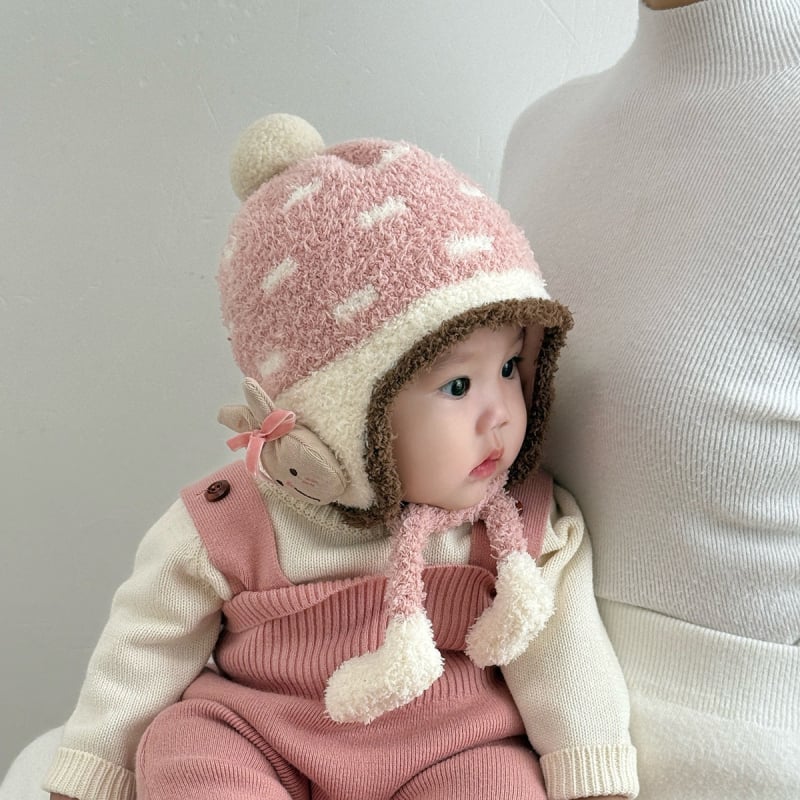 Talvine plüüsmüts beebile kõrvakaitsega — armas karu kujundus, 1–2 aastastele