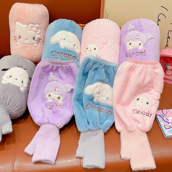 Laste plüüsist käerõngad Cinnamon Dog motiiviga, ühetone erimustriga, 100% puuvill, reljeetne tekstuur, hoiab sooja, sügis-talv