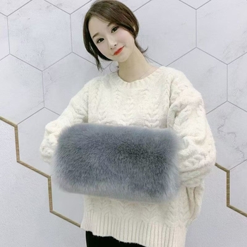 Unisex pikad kunstliku karusnaha varrukasoojendid sametise pinnaga, ühevärviline muster, hoiavad sooja talvel, kevadel ja sügisel