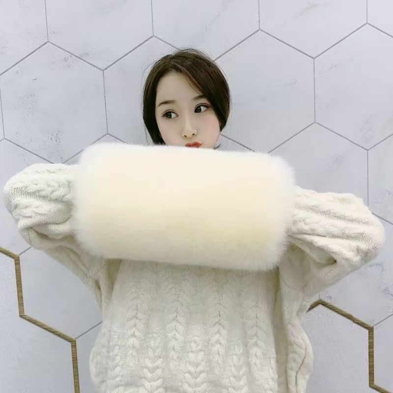 Unisex pikad kunstliku karusnaha varrukasoojendid sametise pinnaga, ühevärviline muster, hoiavad sooja talvel, kevadel ja sügisel