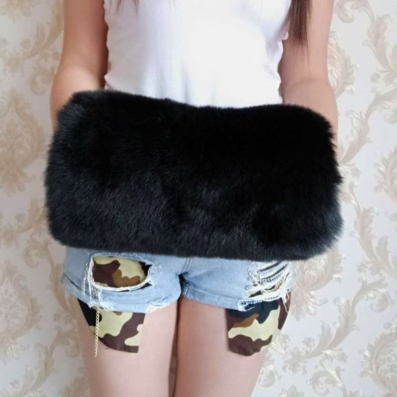 Unisex pikad kunstliku karusnaha varrukasoojendid sametise pinnaga, ühevärviline muster, hoiavad sooja talvel, kevadel ja sügisel