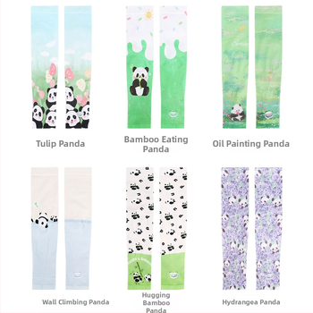 Παιδικά UV μανίκια Ice Silk, Panda σχέδιο, Νάιλον 81-95% περιεχόμενο, Καλοκαίρι 2023, Φρέσκο και γλυκό στυλ