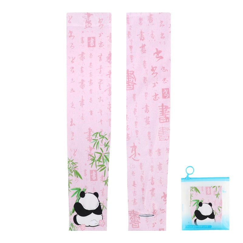 Παιδικά UV μανίκια Ice Silk, Panda σχέδιο, Νάιλον 81-95% περιεχόμενο, Καλοκαίρι 2023, Φρέσκο και γλυκό στυλ