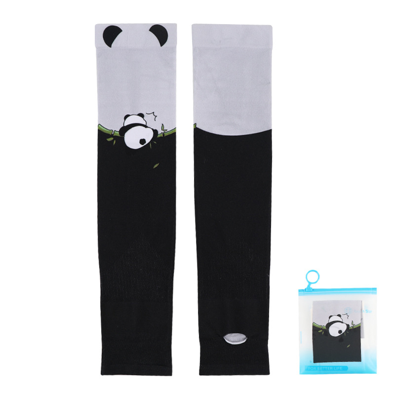 Παιδικά UV μανίκια Ice Silk, Panda σχέδιο, Νάιλον 81-95% περιεχόμενο, Καλοκαίρι 2023, Φρέσκο και γλυκό στυλ