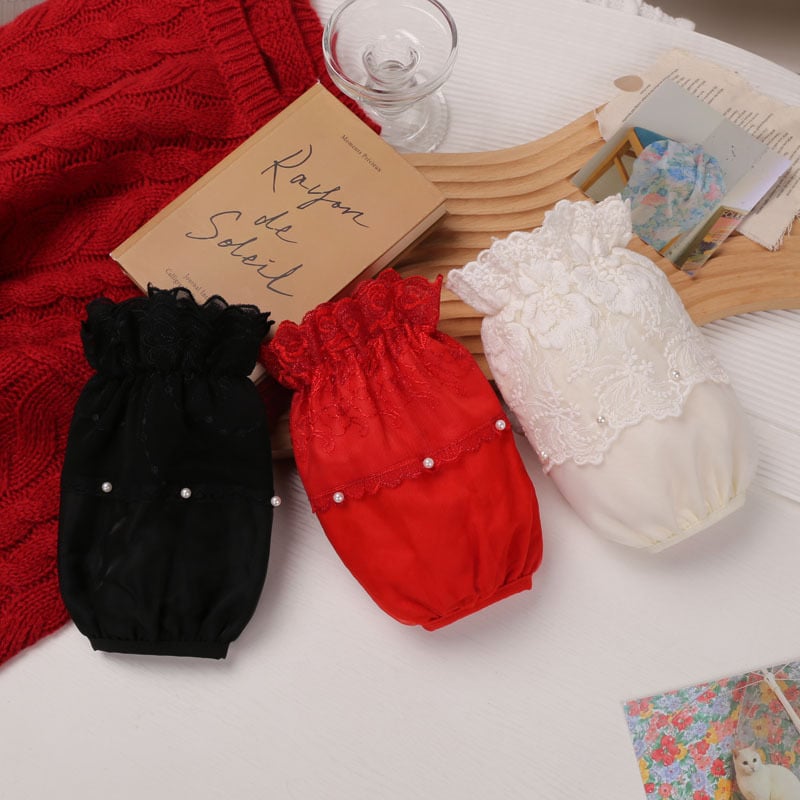 Δαντελένιες προστατευτικές μανσέτες διπλού στρώματος, κοντές, αντιβρωμικές, για γυναίκες, κορεατικό στυλ