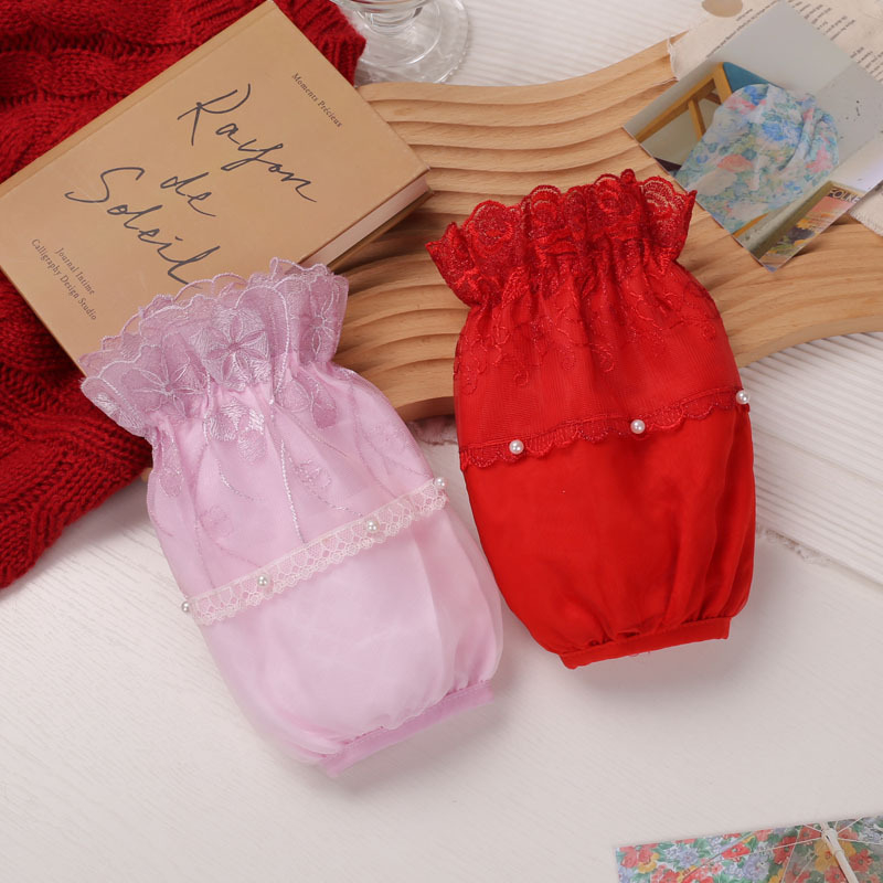 Δαντελένιες προστατευτικές μανσέτες διπλού στρώματος, κοντές, αντιβρωμικές, για γυναίκες, κορεατικό στυλ